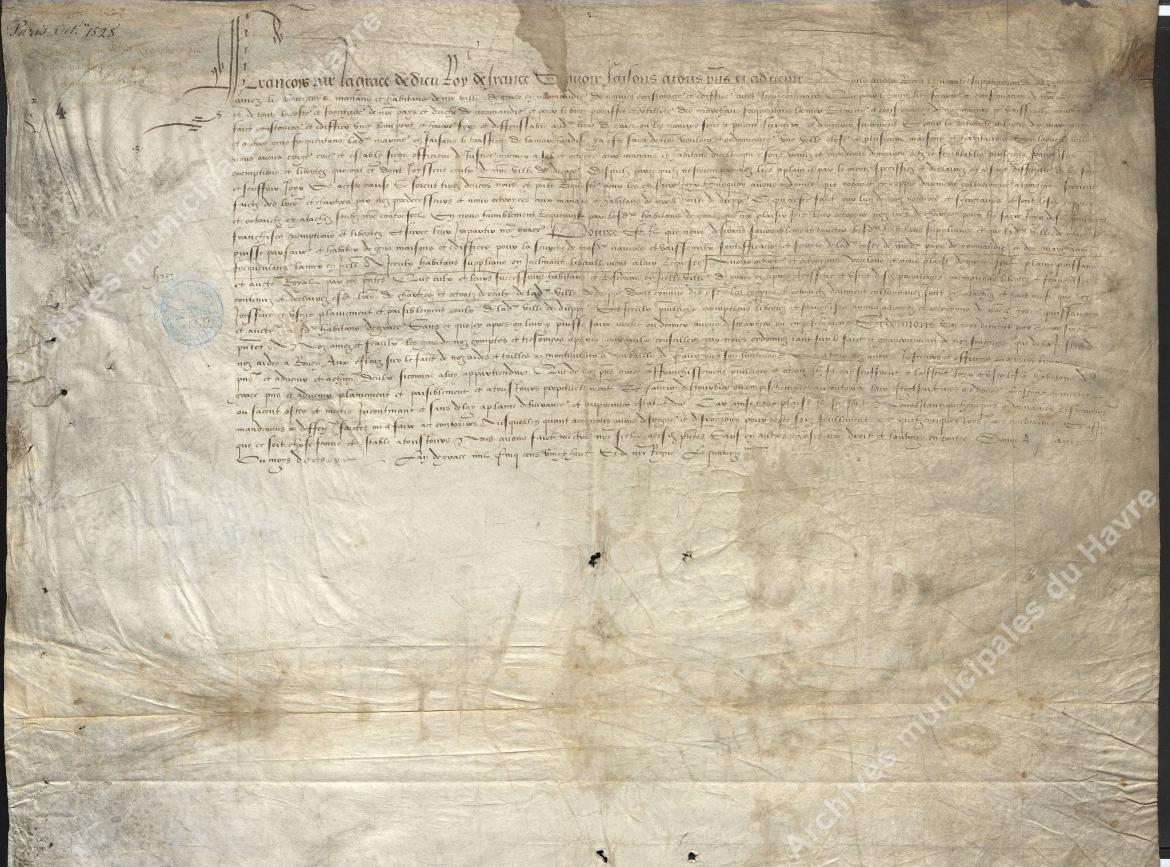 Lettre patentes confirmant les privilèges accordés (octobre 1528)