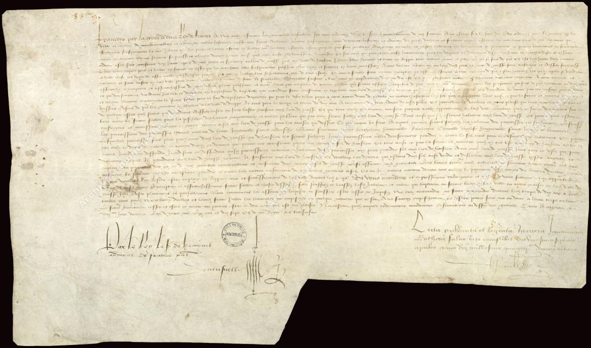 Lettres patentes accordant exemption de tailles et droit de franc salé pour dix ans